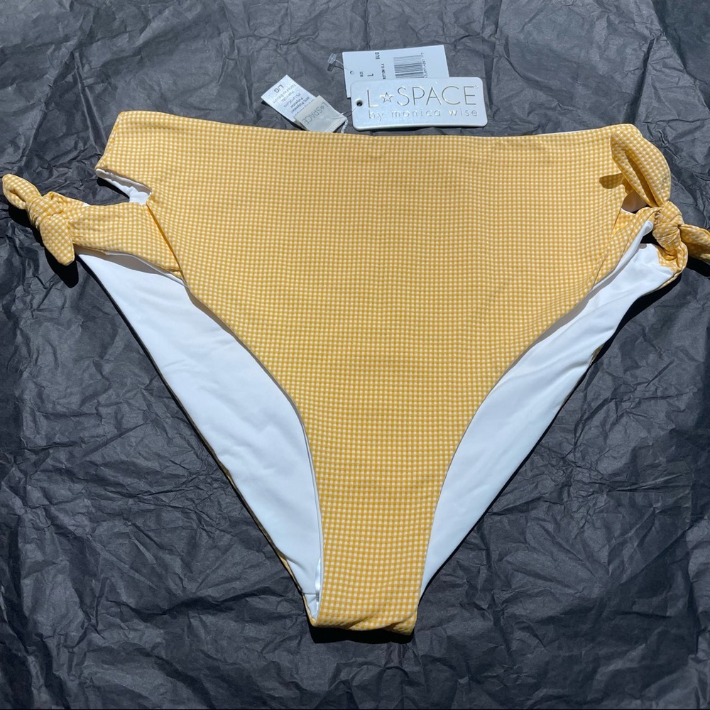 L*Space Bummin High-Waisted Yellow Gingham Bottoms